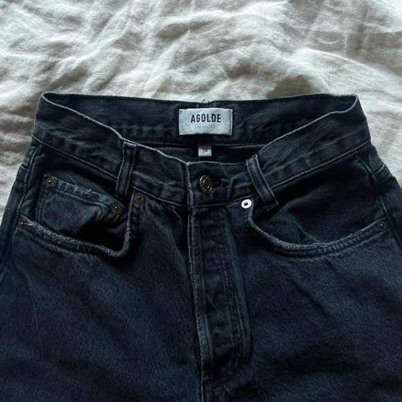 Agolde Denim - Agolde Aritzia Women’s Jeans Boyfriend High Wasted Light Distressed Black Wash